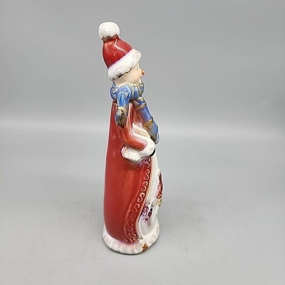 Christmas Winter Ceramic Snowman With A Cardinal Bird Glazed Shiny 8" - Picture 6 of 8